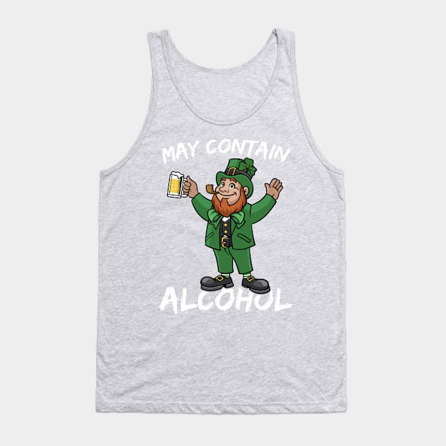 May Contain Alcohol Leprechaun St. Patrick's Day Funny Tank Top by SpacemanTees